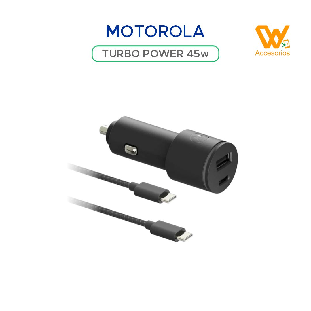 WEB MOTO TURBO POWER 45W DUO CARGADOR DE AUTO CABLE USB C